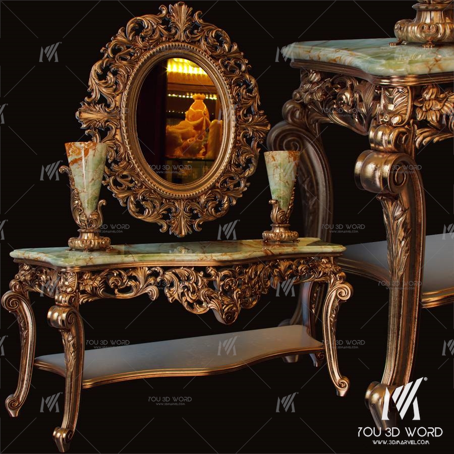 European-style classical metal carving end view platform 3d model